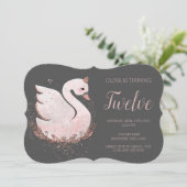 Invitation Swan 1er anniversaire | Parties scintillant en or  (Debout devant)