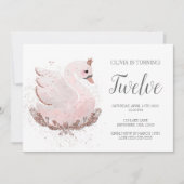 Invitation Swan 1er anniversaire | Parties scintillant or bla (Devant)