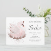 Invitation Swan 1er anniversaire | Parties scintillant or bla (Debout devant)