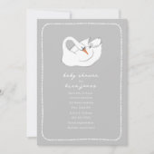 Invitation Swan à main Mama et Baby shower gris (Devant)