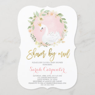 Invitation Swan baby shower par mail girl
