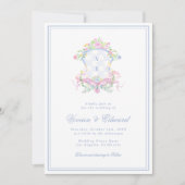 Invitation Swan Crest Monogram Coastal Blue Wedding (Devant)
