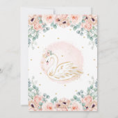 Invitation Swan Princess Blush Rose Floral Baby shower or (Dos)