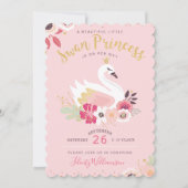 Invitation Swan Princess Florals & Greenery Girl Baby shower (Devant)