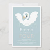 Invitation Swan Princess Moderne Blue Girl Anniversaire (Devant)