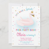 Invitation Swan Princess Pool Party Anniversaire Fille Floati (Devant)