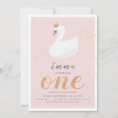 Invitation Swan Princess Rose Girl 1er anniversaire (Devant)