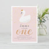 Invitation Swan Princess Rose Girl 1er anniversaire (Debout devant)