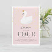 Invitation Swan Princess Rose Girl Anniversaire (Debout devant)