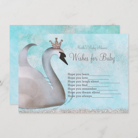 Invitation Swan Princess Wings for Baby shower Game (Devant / Derrière)