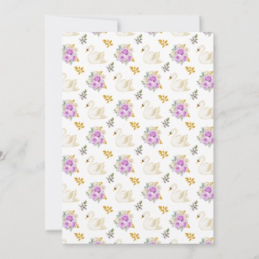 Invitation Swan Purple et Gold Roses fête d'anniversaire (Dos)