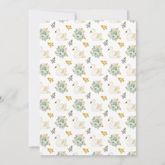 Invitation Swan Sage Green et Gold Roses fête d'anniversaire (Dos)