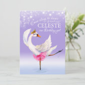 Invitation Swan sur ballet lac 1er anniversaire violet invita (Debout devant)