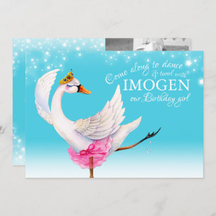 Invitation Swan sur ballet lac 2e anniversaire aqua invitatio