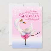Invitation Swan sur le ballet du lac 2e anniversaire rose (Devant)