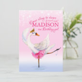 Invitation Swan sur le ballet du lac 2e anniversaire rose (Debout devant)