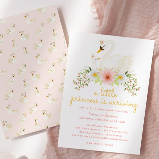 Invitation Swan - Une petite princesse arrive - Baby shower