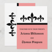 Invitation Swanky Fleur De Lis, Rose (Devant / Derrière)
