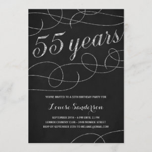 Invitation Swanky Silver 55e fête d'anniversaire