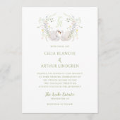 Invitation Swans Floral Monogram Crest Wedding (Devant)