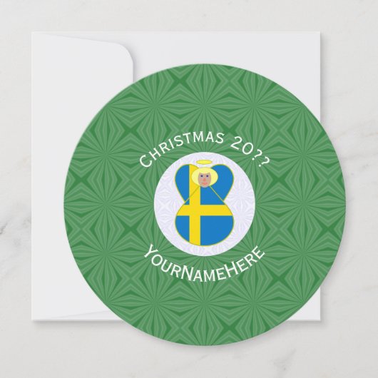 Invitation Swedish Angel Flag Christmas Personalize Round Inv (Devant)