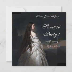 INVITATION SWEET16 FÊTE, ROUGE, BLACK ET BLANC DOMMASK