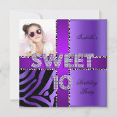 Invitation Sweet 10 10e anniversaire Zebra Vache pourpre Noir (Devant)