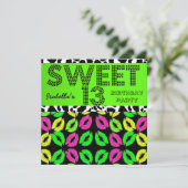 Invitation Sweet 13 13e Anniversaire Lèvres Vache Lime Rose N (Debout devant)