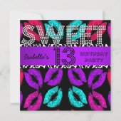 Invitation Sweet 13 13e Anniversaire Lèvres Vache pourpre Noi (Devant)