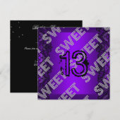 Invitation Sweet 13 13e anniversaire Purple Black Lace Grunge (Devant / Derrière)