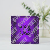 Invitation Sweet 13 13e anniversaire Purple Black Lace Grunge (Debout devant)