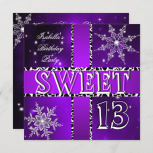 Invitation Sweet 13 13e anniversaire Purple Winter Wonderland