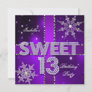 Invitation Sweet 13 13e anniversaire Purple Winter Wonderland