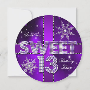 Invitation Sweet 13 13e anniversaire Purple Winter Wonderland