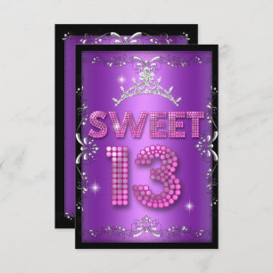 Invitation Sweet 13 13e Anniversaire rose violet noir