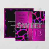 Invitation Sweet 13 13e anniversaire Vache zébrée rose pourpr (Devant / Derrière)