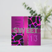 Invitation Sweet 13 13e anniversaire Vache zébrée rose pourpr (Debout devant)