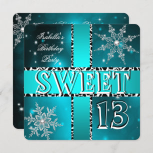 Invitation Sweet 13 13e Anniversaire Wonderland hiver Turquoi