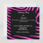 Invitation Sweet 13 13e anniversaire Zebra Cow Hot rose Noir (Dos)