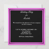 Invitation Sweet 13 13e anniversaire Zebra Cow Rose Noir (Dos)