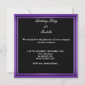 Invitation Sweet 13 13e anniversaire Zebra Cow violet noir (Dos)