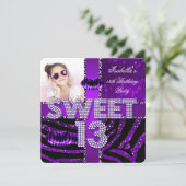 Invitation Sweet 13 13e anniversaire Zebra Parties scintillan (Debout devant)