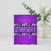Invitation Sweet 13 13e anniversaire Zebra Purple Black (Debout devant)
