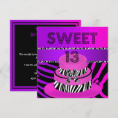 Invitation Sweet 13 13e anniversaire Zebra Purple Pink Cake (Devant / Derrière)