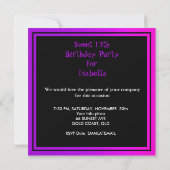 Invitation Sweet 13 13e anniversaire Zebra Purple Pink Cake (Dos)