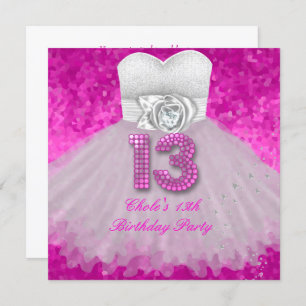 Invitation Sweet 13 13e Fête Anniversaire Filles Hot rose