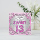 Invitation Sweet 13 13e Soirée Rose Tiara fête d'anniversaire (Debout devant)