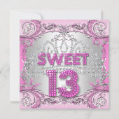 Invitation Sweet 13 13e Soirée Rose Tiara fête d'anniversaire (Devant)