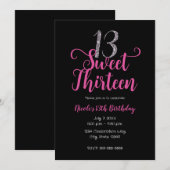 Invitation Sweet 13 Rose & Noir Treizième fête d'anniversaire (Devant / Derrière)