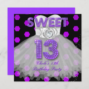 Invitation Sweet 13ème anniversaire Filles Ado violet